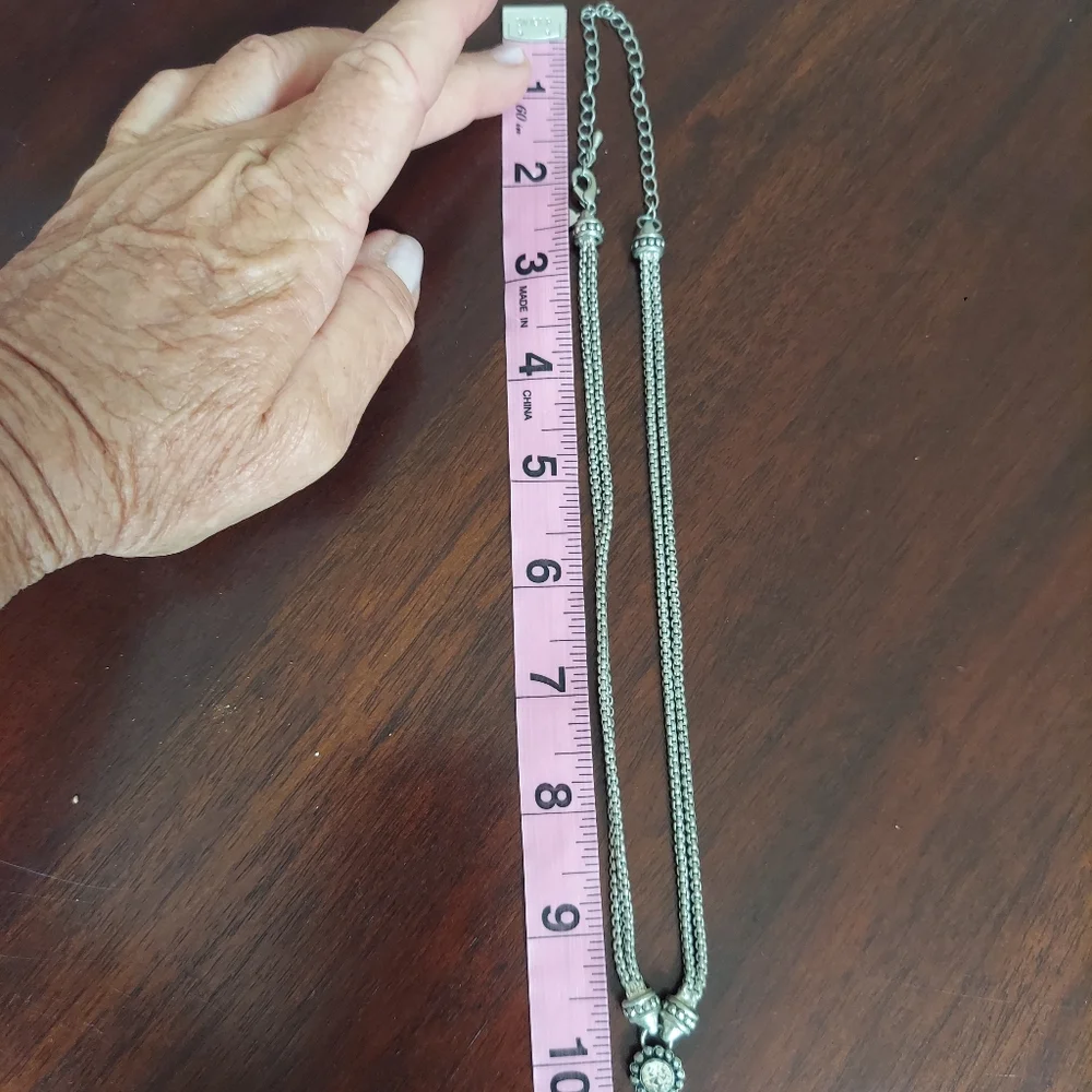 Vintage Cookie Lee Faux Diamond Necklace Silvertone - Picture 9 of 14
